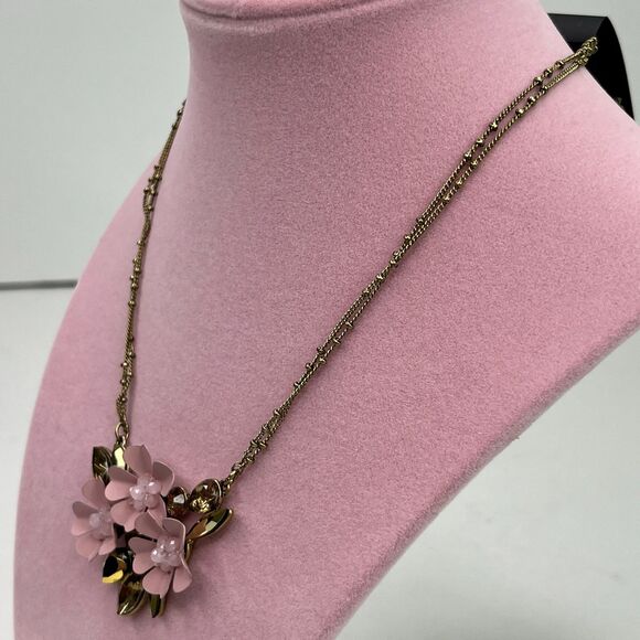 Necklace Simply Vera Wang Pink floral Rhinestones necklace #589 - Picture 5 of 10